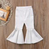 Children Cute Girl Colorful Flare Pants Leggings Casual Kids Stretchy Pants High Waist Skinny Trousers 2-7Y White Red