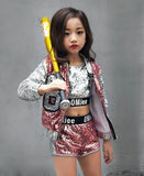 Children Girl hip Hop Jazz Costume Modern Ballroom Dance We Clothing Kids Sequined Sports Clothes For Girls 6 8 12 Years Old