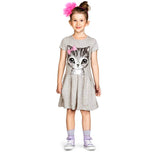 Children Girls Dresses 2018 Summer Princess Dress Kids Clothes Bow-Knot Cat Print Design Baby Girls Costume For 3-8Y
