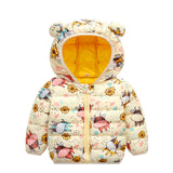 Children Jacket Winter Baby Boys Girls Parka Cartoon Print Bear Ear Hooded Outerwear Jacket Coat Toddler Kids Winter Clothes