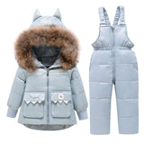Children Outwear Set Boys Jacket White Duck Down Coats With Pants Cute Cartoon Baby Girl Winter Clothes Warm Light Girls Coat