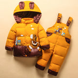 Children Snowsuit Baby Boys Girls 2-4Y Winter Warm Duck Down Jacket Suit Set Thick Coat+Jumpsuit Clothes Set Kids Snow Wear
