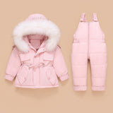 Children Snowsuit Winter -30 Degrees White Duck Down Jacket for Girls Jumpsuit Baby Boy Parka Coat Toddler Clothing Set Overalls