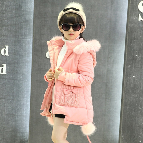 Children Thick Cotton Padded Jacket New Children Parka Girls Winter Co Long Down Jackets Thick Hooded Winter Jacket for Girls