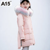 Children Winter Co Teenage Girls Clothing Kids 2018 Big Girls Winter Jackets with Fur Warm Thick Hooded Long Down Parkas 10 12