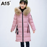 Children Winter Co Teenage Girls Clothing Kids 2018 Girls Winter Jackets with Fur Coll Warm Thick Hooded Long Down Parkas 10