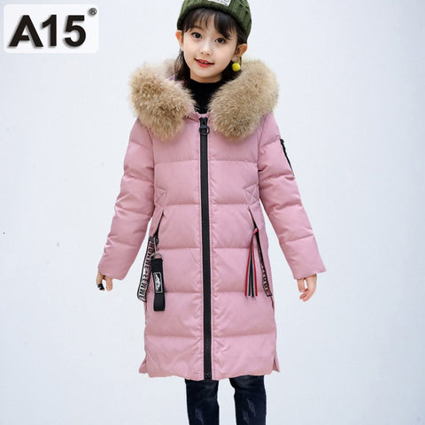 Children Winter Co Teenage Girls Clothing Kids 2018 Girls Winter Jackets with Fur Coll Warm Thick Hooded Long Down Parkas 10