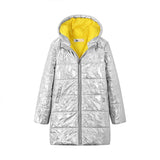 Children Winter Girls clothes Cotton Down Jackets Silver Girls Clothing Kids Hooded Padded Parka Long Overcoat waterproof coat