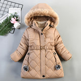 Children Winter Thicken Coat Parkas Girls Winter Coats Jacket Zip Thick Pompom Snow Hoodie Outwear Newborn Children Warm Coats