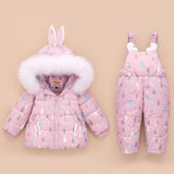 Children clothing Set Winter Warm baby boy clothes kids Ski snow suits overalls down Jackets for Girls Outerwear Coat + jumpsuit