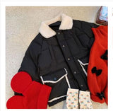 Children's Down Tadded Jacket   Girls Mid-Length Fur Collar Western Style outerwear Boys Thickened Kids Winter Coats