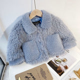 Children's Faux Rabbit Fur Coat  Girls Autumn Winter Jackets  Baby Warm Jackets Thickened Plus Velvet Kids Lamb Wool Coat