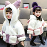 Children's Girls Baby Coats Faux Fur Autumn and Winter Clothes Cute Jacket Thicken Winter Plus Velvet Warm Fleece Cotton Outfits