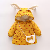 Children's Jacket For Girls Clothes Cotton Child Coat Rabbit Ears Baby Outerwear Warm Kids Clothing Hooded   Autumn Winter