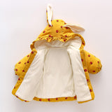 Children's Jacket For Girls Clothes Cotton Child Coat Rabbit Ears Baby Outerwear Warm Kids Clothing Hooded   Autumn Winter