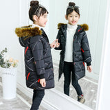 Children's Jacket for Girls Winter Warm Down Cotton Hooded Coats Kid Parka Girl Hooded Long Outerwear Clothes 6 7 8 10 12 Years