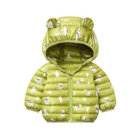 Children's Printed Ears Shape Down Cotton Jacket Short Section Boys and Girls Padded Coat Thickening Winter  Top