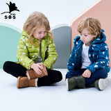 Children's Printed Ears Shape Down Cotton Jacket Short Section Boys and Girls Padded Coat Thickening Winter  Top