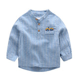 Children's Striped Clothing Spring Autumn Cotton Long-Sleeved Embroidery C Pattern Shirt Light For Boys Child