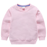 Children's Sweatshirts Girl Kids White Tshirt Cotton Pullover Tops for Baby Boys Autumn Solid Color Bottoming Clothes 1-9 Years