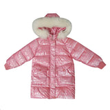 Children's Warm Jacket Coats For Girls Letters Print Shiny Plus Velvet Long Style Winter Overcoat Teenager Parka Clothes 5-14Yrs
