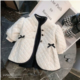 Children's cotton clothing   winter bow girl cotton clothing warm coat Korean  thickened coat children's coat