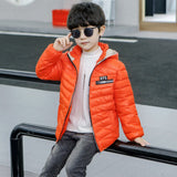 Children's cotton padded jacket autumn winter   boys' down jacket solid color hooded casual children's coat
