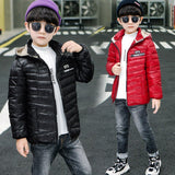 Children's cotton padded jacket autumn winter   boys' down jacket solid color hooded casual children's coat