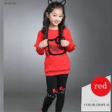 Children's we Baby girl clothes Autumn and winter children's long-sleeved T-shirt+ pants KT c cartoon embroidery sports suit