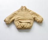 Children's winter cotton clothing Korean   pocket velvet head plus cotton jacket semi-open zipper head cotton clothing