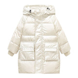 Children's winter cotton padded jacket children's medium and long boys' down jacket girls' thickened wash free jacket