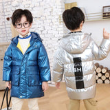 Children's winter cotton padded jacket children's medium and long boys' down jacket girls' thickened wash free jacket