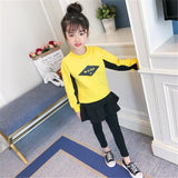 Childrens Clothing Set Casual Girls Clothes Long Sleeve Spring Autumn Kids Suits Leggings Shirts Girl Suit 2018 New 4-15T O-Neck