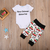 Christmas Cute Newborn Infant Baby Boy Girl Clothes Romper Tops + Bus Long Pants 2PCS Outfit Set Baby Clothing