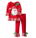 Christmas Kids Clothing Sets 100% Cotton Clothing Boutique Christmas Baby Girls Clothes Long Sleeve Dress + Leggings Pants Sets