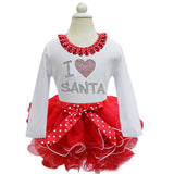 Christmas Outfits Baby Girls Clothes Mesh Kids tutu Princess Dresses Children Costume Xmas Party Santa Design Infant Dress A042