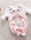 Christmas baby clothes long sleeve cartoon deer pattern girls boys romper cute baby patchwork overall design  born jumpsuit