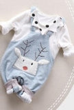 Christmas baby clothes long sleeve cartoon deer pattern girls boys romper cute baby patchwork overall design  born jumpsuit