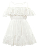 Girls Dress White Mesh Baby Dresses Summer Children Outfits Ruffles Casual Kids Party Clothing for Little Girl