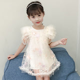 Princess Girls Dress Star Embroidery Kids Tulle Dresses Children Summer Clothes Vintage Baby Design Frocks for Girl