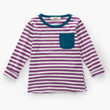 Clearance Spring Autumn Girls T-Shirts Long Sleeve Base Shirt Green Striped Tops Tee Boy Clothes Cotton Pocket T Shirt 3-7Y