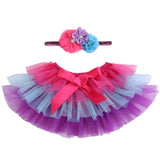 Colorful lace Infantil Baby Tutu Photography Props;Bow Ruffle Newborn Baby Skirt headband Set Baby Girl Clothes Ball Grown