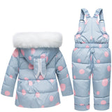 Conjunto de ropa para nieve para niños y niñas, pantalones con relleno de plumas, chaqueta, abrigo, poni, Orejas de conejo, Rusia, invierno-30, 80%