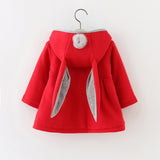 Cotton Baby Jacket with Long Ears Cartoon Hooded Infant Coat Autumn Spring Baby Girl Clothes 3 Colors
