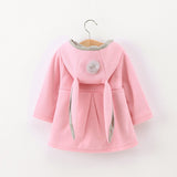 Cotton Baby Jacket with Long Ears Cartoon Hooded Infant Coat Autumn Spring Baby Girl Clothes 3 Colors