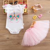 Cotton Newborn Baby Girl Clothes Sets Unicorn Romper Colorful Tutu Skirts Headband Infant Clothing 1 Year 1st Birthday Outfits