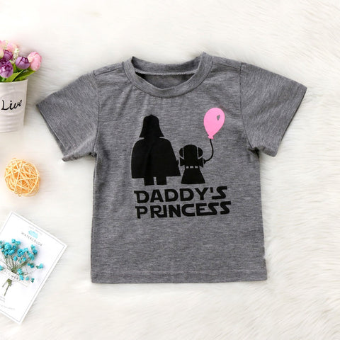 Cotton Newborn Baby Girls Daddy' s princess T-shirt Short Sleeve Graphic Tee Toddler Clothes Top