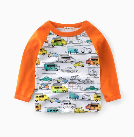 Cotton Spring Autumn Kids T shirt For Baby Children T-shirt Cartoon Cars Tees Baby Boys Clothes Fashion Kids Clothing