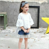 Cotton Toddler Kids Baby Girls Kids Children Outfits Dress Clothes for 2-8 Years White Black Red Flare Sleeve Party Tutu Dresses