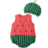 Cute Baby Clothes Cartoon Baby Boy Girl Rompers Cotton Animal And Fruit Pattern Infant Jumpsuit + Hat Set Newborn Baby Costumes